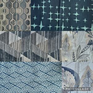 Upholstery Fabric squares 18" x 20" blue gray beige palette multi patterns